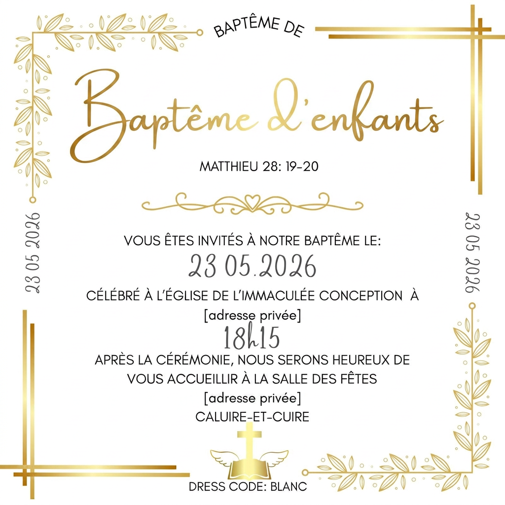 Baptême d'enfants — Mai 2026, Caluire-Et-Cuire